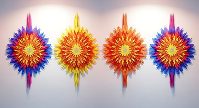 Vibrant floral sculptures with radiant colors