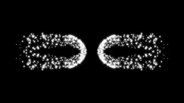 Christmas glitter stars isolated,  white shining stars and dust particles star sparkle vector doodles, Luxury glitter sparkle star trail, sparkling particle on black screen, glittering lines 4K.