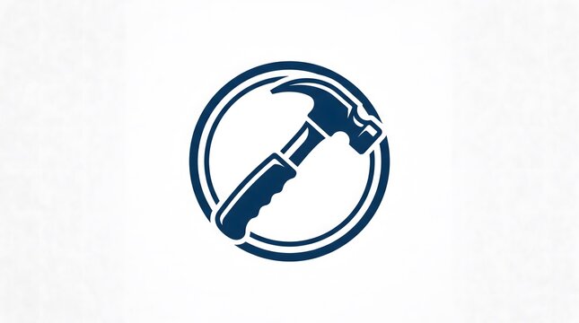 Circular hammer logo icon design vector for handyman, carpentry, construction, or home renovation service company, isolated on white background