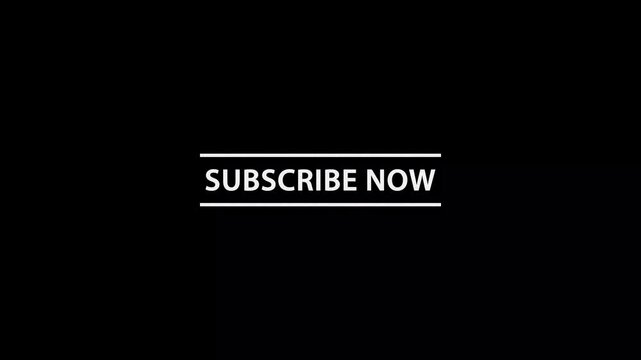 Subscribe now call to action text motion graphics animation message sign black