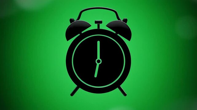Retro alarm clock progression with glowing green bokeh background indicating time passing