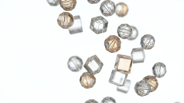 Falling crystal beads in clear and amber tones