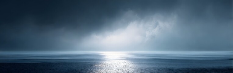 Fototapeta premium Dark abstract seascape horizon or wet wood grain texture with light reflection for minimalist website hero banner and cinematic presentation background