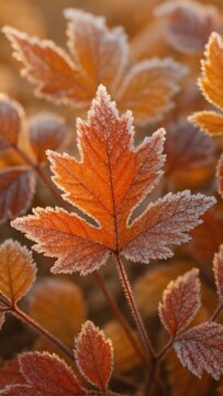 Frosty autumn leaves mobile wallpaper