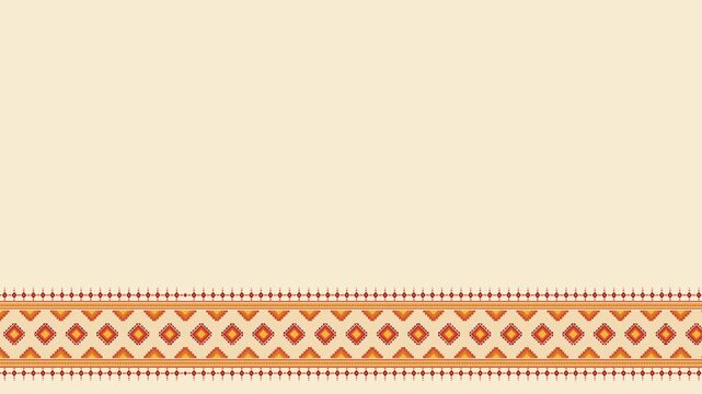 Native American Day Background with Traditional Ethnic Geometric Border Pattern.