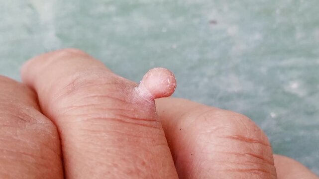 A small fleshy growth on the finger most often corresponds medically to a fibroepithelial polyp (commonly known as a skin tag or acrochordon). Consult a medical professional to confirm the diagnosis.