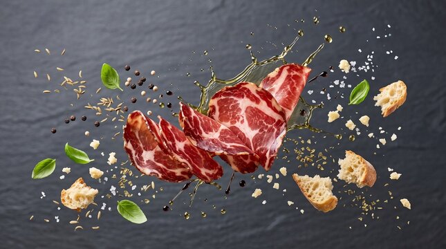 Capocollo cured meat splashing s