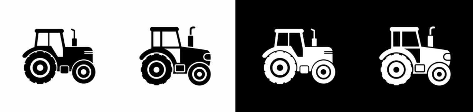 Tractor Vector Illustrations Showing Different Color Schemes Isolated on Transparent Background