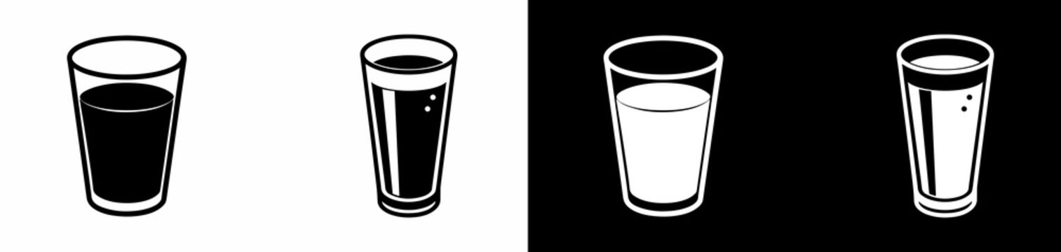 glass drink containers with liquid levels isolated on transparent background