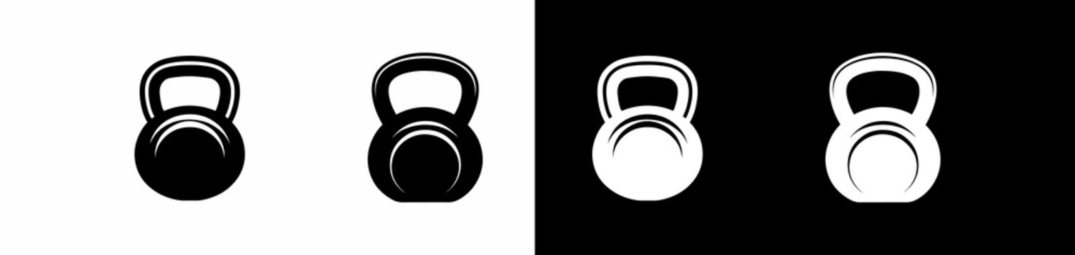 kettlebells displayed side by side against contrasting backgrounds for fitness and workout graphics