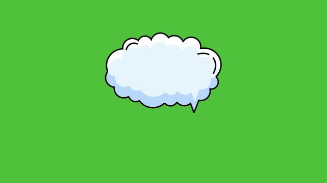 Chat messages in speech bubbles on a green screen. Animated chat speech bubbles shaped like thought bubbles on a green screen. Bouncy 4K animated speech bubble messages