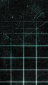 Abstract Glowing Grid Digital Background with Retro Texture and Dark Scratched Aesthetic View