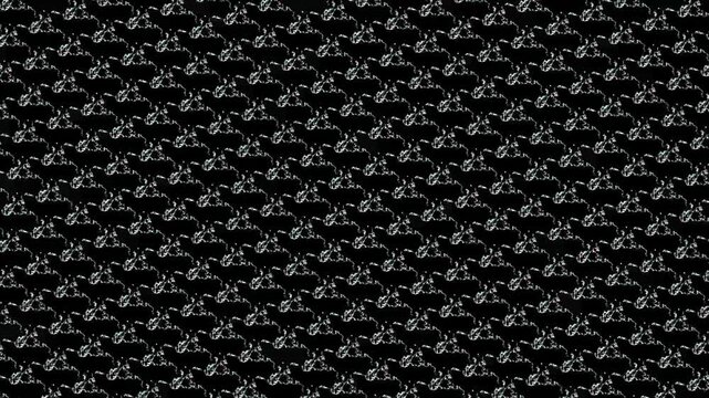 Abstract digital glitch pattern background featuring oscillating pixelated waves in monochromatic grayscale tones creating dynamic flickering motion effect for modern broadcast design or artistic vide