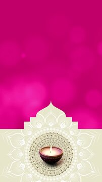 Vertical Diwali festival background with ornate Indian mandala, golden decorative elements, vibrant purple and gold luxury backdrop, festive celebration design with copy space for invitations