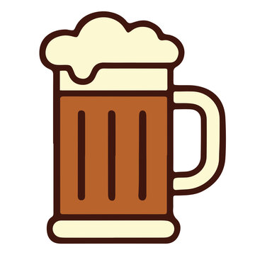 Beer mug glass with foam Oktoberfest root beer pub beverage vector illustration