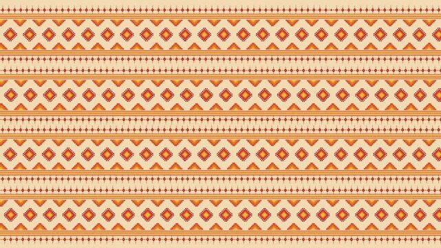 Native American Day Ethnic Geometric Pattern Background with Warm Orange and Red Tribal Ornaments.
