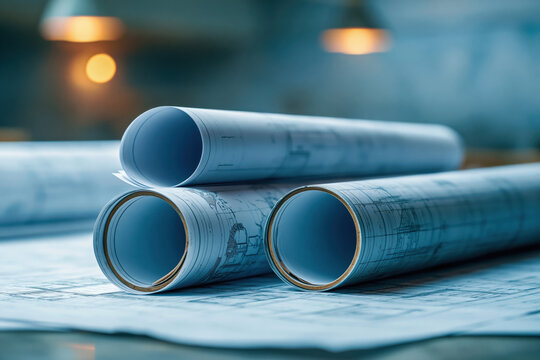 Engineering blueprint roll drawing design layout architecture plan detail concept creativity focus