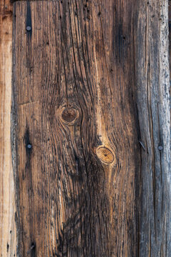 Rustic Weathered Wood Texture with Knots and Rusty Nails