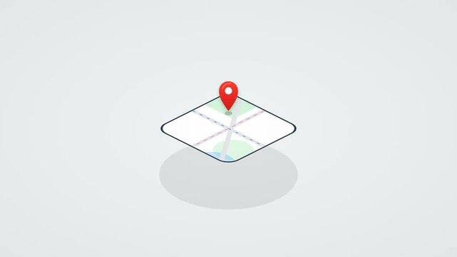 Isometric Map With Red Location Pin Marker