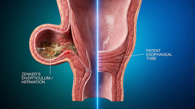 Anatomy of a digestive tract showing a pouching condition inside