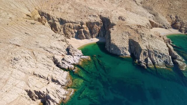 Aerial View of Remote Secret White Sand Beach on Samothraki Greece