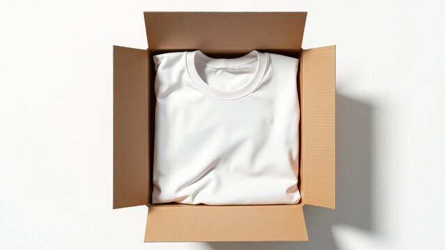 Folded T-Shirt in Marketing Box with Copy Space
