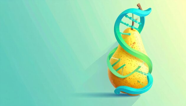 Genetic modification of fruit concept.