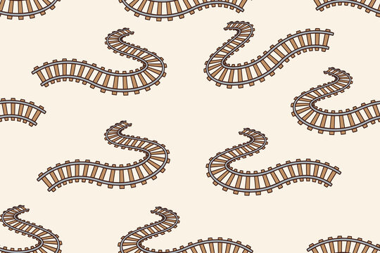 Railway Tracks Seamless Pattern Background for Transportation, Industrial and Travel Design
