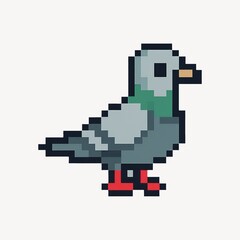 Fototapeta premium Pixelated pigeon with red feet.