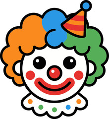 Fototapeta premium Colorful Cartoon Clown Face Illustration Isolated on White Background