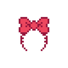 Obraz premium Pixel Art Red Bow Headband Isolated