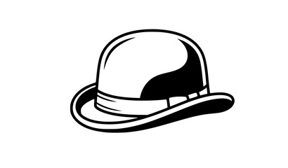 Fototapeta premium Classic Bowler Hat Icon Black and White Isolated Vector Illustration