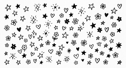 Hand drawn star and heart doodles © dedymtq
