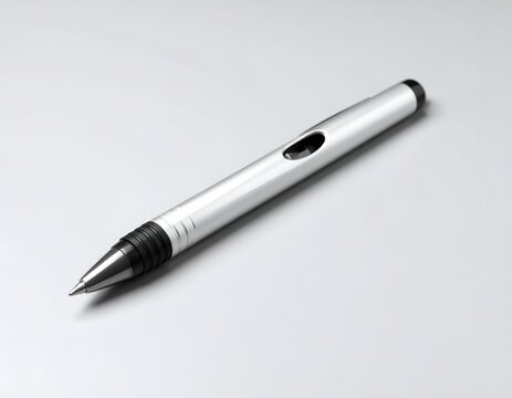 Silver aluminum stylus pen for digital tablet screens.