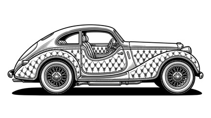 Naklejka premium Vintage luxury coupe profile sketch.