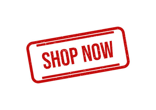 Red shop now rubber stamp impression