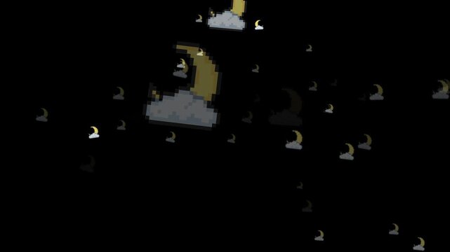 pixel art, moon, cloud, 8 bit, retro, crescent moon, night sky, moonlight, overcast, weather forecast, astronomy, space, midnight, evening, sky, weather icon, climate, darkness, nature, rpg asset, gam