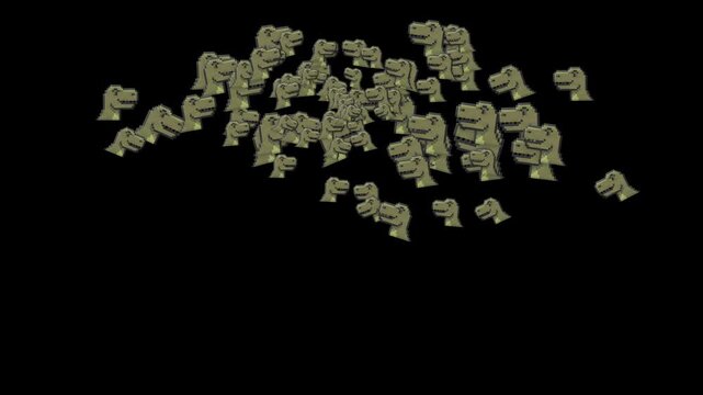 pixel art, t-rex, tyrannosaurus rex, dinosaur, 8 bit, retro, prehistoric, reptile, predator, carnivore, jurassic, cretaceous, monster, animal, creature, sprite, gaming, arcade, game asset, 16 bit, pix