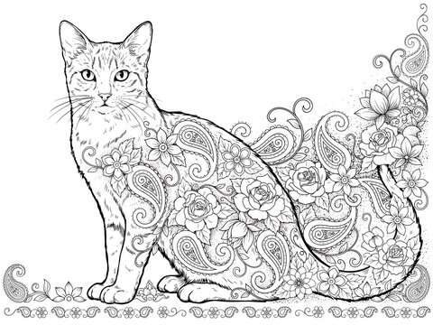 Mandala cat art printable design high resolution picture