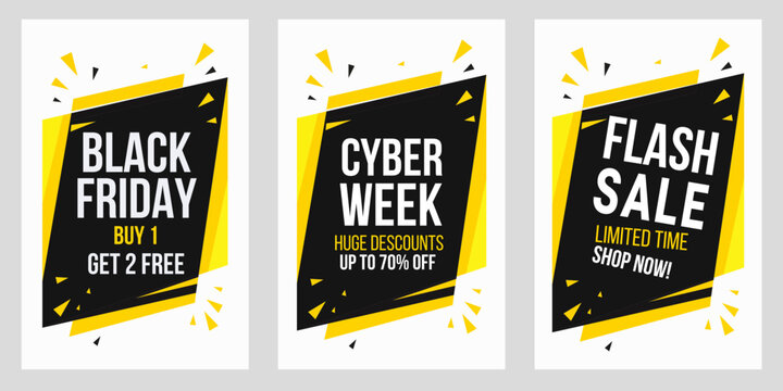Set of three promotional sale banners