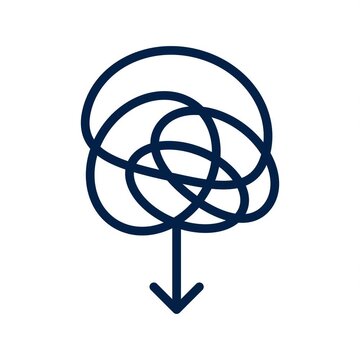 Abstract Tangled Line Leading to Downward Arrow Animated Icon
