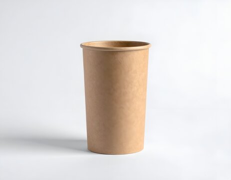Upright brown kraft paper cup for drinks.