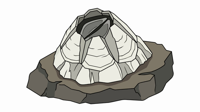 Realistic Single Barnacle Attached to a Grey Rock Stone for Marine Biology and Ocean Underwater Sea Life