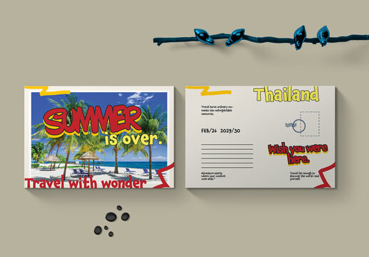 Vintage Travel Postcard Template And Editorial Design