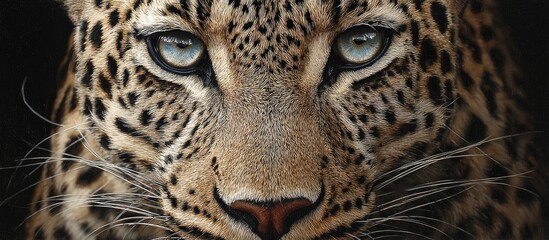 Obraz premium Leopard with Intense Blue Eyes Close-up in Natural Habitat
