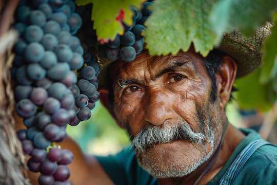 Man working in wine production made with generative AI design