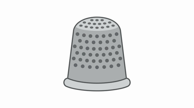 Professional silver metal sewing thimble tool icon for needlework tailoring handicraft and embroidery safety.