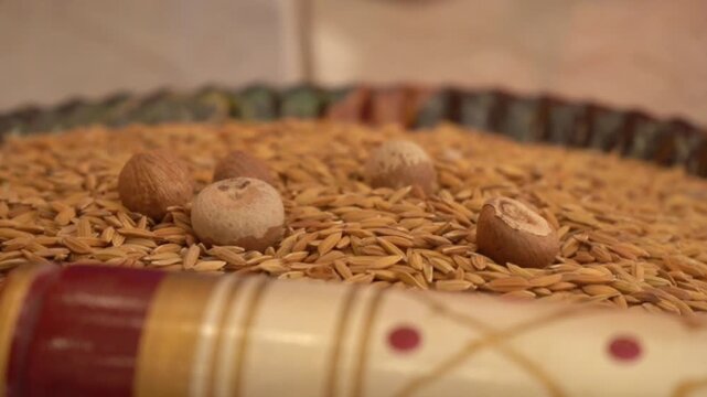 cinematic video background of indian ritual ceremony & worshiping during pooja