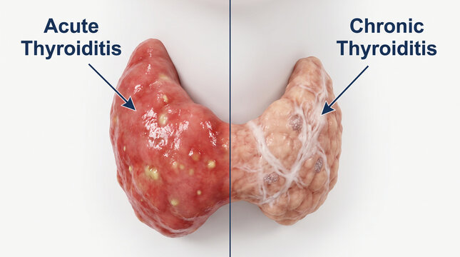 3D Medical Model Comparing Acute and Chronic Thyroiditis Disease