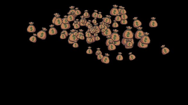 pixel art money bag, 8-bit gold bag, 16-bit coin sack, sack of gold, treasure bag, rich, wealth, bounty, loot, quest reward, gold coins, fortune, currency, bank, financial, profit, casino, prize, arca